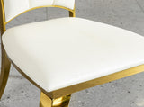 Dining chair gold stainless steel legs with white PU leather set of 2pcs W2723P304375