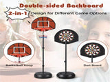 2-in-1 Toddler Basketball Hoop Set - Double-Sided , 6 Darts Included, Black 90414530