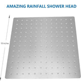 Brushed nickel 10" Square Rainfall & High Pressure Stainless Steel Bath Shower head W121960066