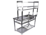 39.4in Stainless Steel Utility Sink Set, Single Bowl Commercial Sink w/ Shelves Single Bowl Sink for 91301593