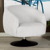 Beige and Matte Black Upholstered Swivel Accent Chair B062P145618