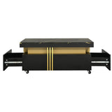 ON-TREND Contemporary Coffee Table Faux Marble Top, Rectangle Cocktail Table WF305961AAB