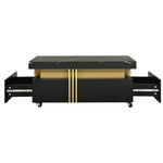 ZUN Contemporary Coffee Table with Faux Marble Top, Rectangle Cocktail Table with 82655410