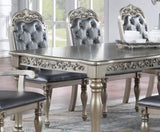 Formal 1pc Table w 2x Leaves Only Silver / Grey Finish Antique Design Rubberwood Large Family B011138665