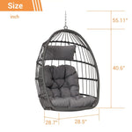 ZUN Outdoor Garden Rattan Egg Swing Chair Hanging Chair Wood W874107307