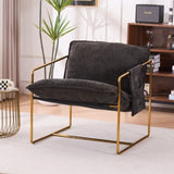 2 Chairs in 1 Box, Upholstered Hanging Armchair with Arm PocketsMetal frame, gold-plated W1901P147317