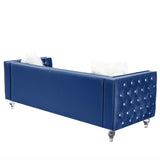 Navy Blue, 23 Seat Sofa Set, Velvet Crystal Buckle Upholstery Sofa, Crystal Feet, Removable 14023036