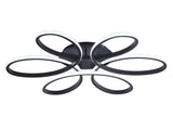 23 inch Modern LED Ceiling Light, 6 Rings Flower Flush Mount Light Fixture with Remote Control Black W5008P467008