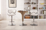 Masaccio Upholstery Airlift Adjustable Swivel Barstool with Chrome Base, Set of 2, White T2574P164838