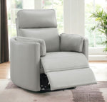 ZUN ACME Sagen Glider Recliner w/Swivel, Gray Leather Aire LV01880