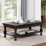 ZUN Rustic Style Antique Black 1pc COFFEE TABLE Open Bottom Shelf Plank Style Table Top Living Room B011P214573