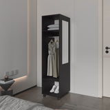 ZUN Benson Wardrobe in melamine with mirror and open storage B128P225198