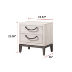 ZUN 1pc Unique Design Contemporary Sleek Beige White Finish Nightstand 2- Drawers Storage Bedroom Wooden B011P266093