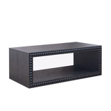 Black Beaded Edge Coffee Table 47.6" Rectangular Center Table with Open Storage Shelf, Modern W2729P309448