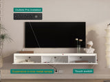High-gloss suspended TV cabinet. Wall Mounted TV Shelf with Led Lights & Power Outlet,H Cabinet for W1321P351899