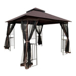 ZUN 10x10 Outdoor Patio Gazebo Canopy Tent With Ventilated Double Roof And Mosquito net 32388179