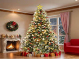 7.5ft Pre-Lit Artificial Christmas Tree with 1398 Branch Tips&550 Lights, Remote Control, Green 97506487