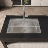 Stainless Steel Kitchen Sink, 30x19 Single Bowl, Overmount Handmade Sink in Brushed Nickel, with 59818375