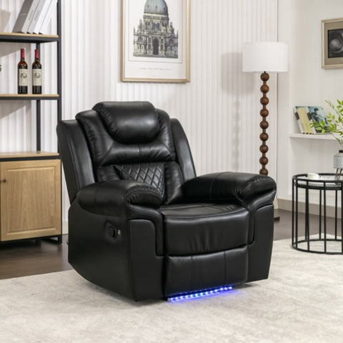 ZUN Home Theater Seating Manual Recliner Chair with LED Light Strip for Living Room,Bedroom, Black WF310725AAB