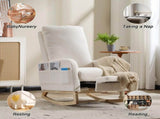 Modern Accent Rocking Chair Rocking Chair with Solid Wood Legs, Upholstered Nursery Glider Rocker, 74675264