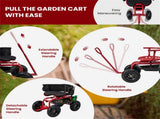 Garden Cart Height Adjustable Scooter with Swivel Seat & Tool Storage Red 21086272