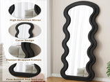 Flannel Full Length Wave Floor Mirror with Stand for Bedroom living room Hanging or Against The Wall 90696123