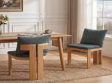 Indoor Boucle Dining Chair Set of 2, Rubber Wood Frame, Plush Green Boucle Seating, 250lbs Weight N779P379862G