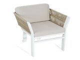 Outdoor Dining Chair Set of 2 ,White Aluminum Frame with Beige Cushion, 300lbs Capacity, All-Weather N779P368549W
