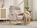 Modern Accent Rocking Chair Rocking Chair with Solid Wood Legs, Upholstered Nursery Glider Rocker, 86838608