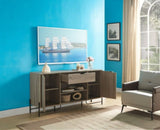 Buffet with Metal Legs with Two Door One Drawer Six Shelves - Brown & Black B107P147852