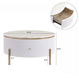 ZUN Modern Round Coffee Table with 2 large Drawers Storage Accent Table N735P211280K