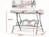 2-Seater Kids Patio Swing, Adjustable Canopy Safety Belt, Monkey Pattern Hanging Swing Bench for 15566665