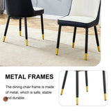 ZUN Modern Two-Tone PU Dining Chairs - White and spliced chairs With Gold Decorated Legs.White and W1151P217981