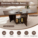 48" Foldable Coffee Table Extendable Center Table With Storage Cabinets & Wheels - Walnut 87117762