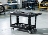 550 lbs Utility Cart, 31.3 x 17.7 Inch 2-Shelf Heavy Duty Plastic Service Cart with 360&deg Swivel 77985819