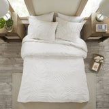 Full/Queen 3 Piece Tufted Cotton Chenille Palm Duvet Cover Set B03597342