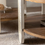 Carved Wooden Coffee Table, Retro End Table with Double-Layer Storage, Small Side Table for Living W3158P297426