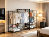 Clothes Rack, Rolling Garment Rack with 4 Hang Rods & 8 Storage Tiers, Adjustable Freestanding 02429095