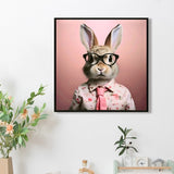 Stretched Canvas Print - Whimsical Rabbit in Blush Pink Three-Piece Suit, Nursery and Bedroom Wall W3374P324199