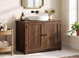 2-Door 2-Shelf MDF Washbasin Cabinet with Melamine Finish 23.55*11.69*23.62in Walnut 24541624