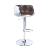 Vintage Brown and Aluminum Swivel Adjustable Stool B062P189159