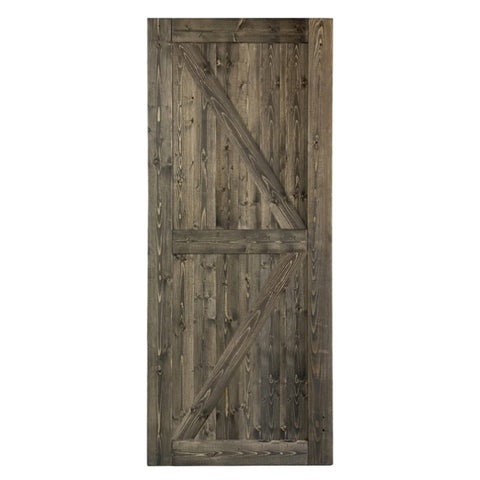 ZUN 36 in. x 84 in. Sliding Barn Door with 6.6FT Barn Door Hardware Kit & Handle ,K Frame,Solid Spruce 90706745