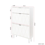 ZUN Shoe Cabinet, Free Standing Tipping Bucket Shoes Storage Cabinet with 3 Flip Drawers, Narrow Shoe W1778132463