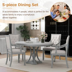 ZUN Retro 5-piece Dining Set Extendable Round Table and 4 Chairs for Kitchen Dining Room 65193039