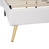 Full Size Upholstered Bed Frame with LED Lights,Modern Upholstered Princess Bed With Crown WF307962AAK