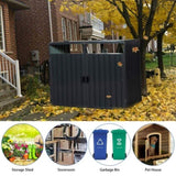 Garbage Bin Shed Stores 2 Trash Cans Metal Outdoor Bin Shed for Garbage Storage,Stainless Galvanized W54071043