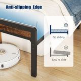 Full Size Metal Bed Frame with Headboard and Footboard, LED Lighting, Black Heavy Duty Mattress W1903P314002