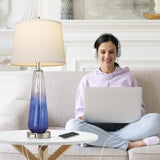 Table Lamps Set of 2 with Touch Control, 3-Way Dimmable Modern Glass Bedside Lamps with USB AC W3355P337837