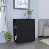 Glasgow Bar Cart Two Pull-Down Door Cabinets and Two Open Shelves B070P173175