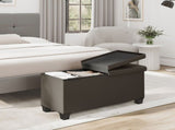 Ottoman Storage Bench, Faux Leather 30" Storage Ottoman Bench, Brown 55449965